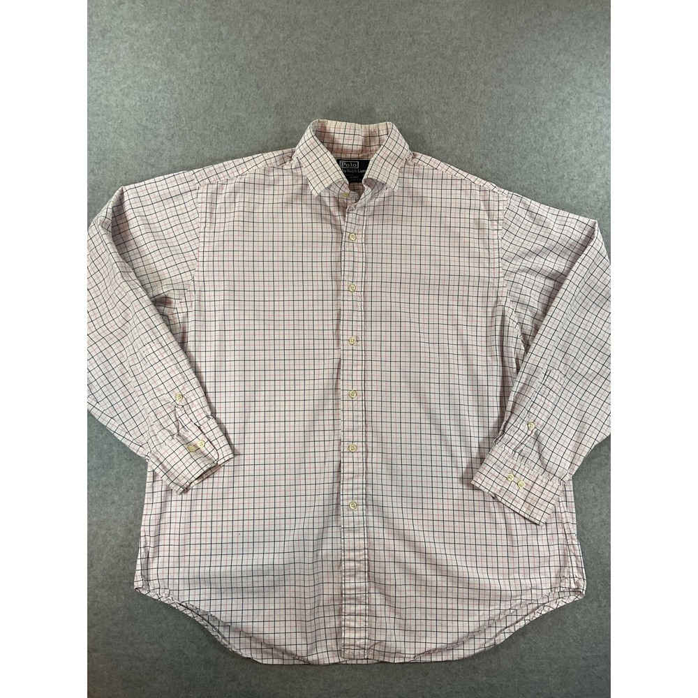 Polo Ralph Lauren Mens Classic Fit Shirt 17.5 34/35 Pink Blue Check Cotton #707